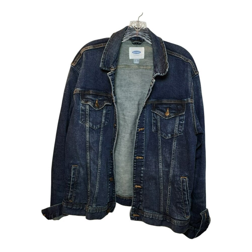 Old Navy Denim Jean Jacket Size Large Blue Button Front Classic Style Unisex